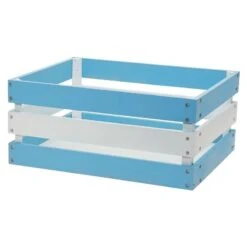 BRN Cesto In Legno Versilia Azzurro Bianco (cm. 43x33xh19) Vendita Accessori Online