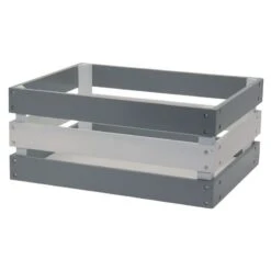 BRN Cesto In Legno Versilia Grigio Bianco (cm. 43x33xh19) Vendita Accessori Online
