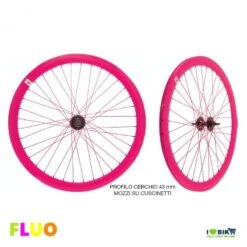 Ruote Fixed 28 36 Raggi Mozzi Su Cuscinetti Colore Fluo Fuxia