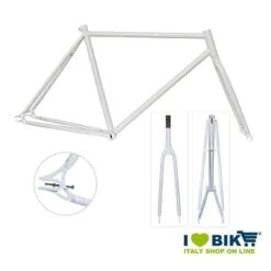 Telaio In Acciaio Fixed 53 Saldature TIG Forcella Da 1” Filettata Bianco Lucido